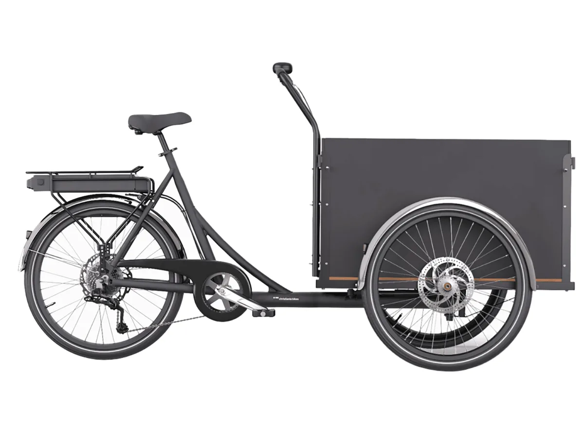 Christiania Light medium med elmotor, med plads til 4 børn — produktfoto via Ladcyklen.dk